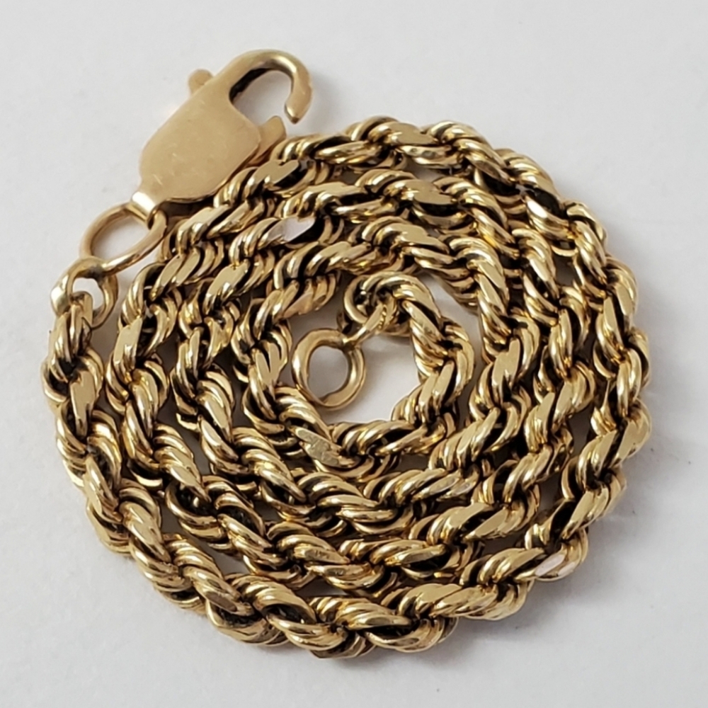14K Gold Hammered Rope Chain Bracelet
